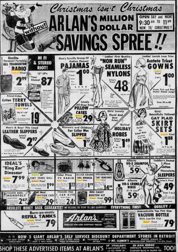 Arlans - 1962 Newspaper Ad
